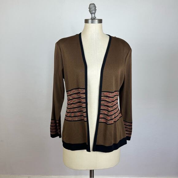 Misook Brown Stripe Cardigan - Picture 1 of 6